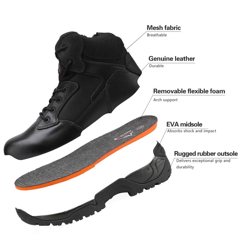 NORTIV 8 Mens Military Tactical Work Boots Side Zip Outdoor Hiking Leather Motorcycle Combat Boots,Size 7.5,Black,ALLOY - Image 4